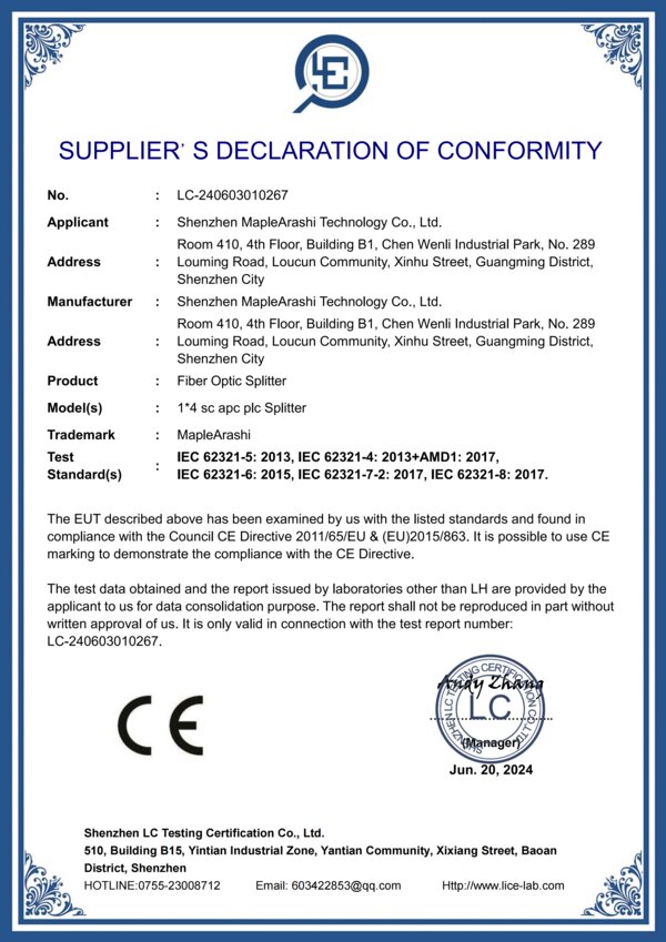 Compliance document - PLC Splitter